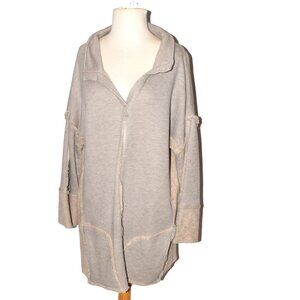 Soft Surroundings Oversized V-Neck Pullover Hoodie Tunic w Pockets